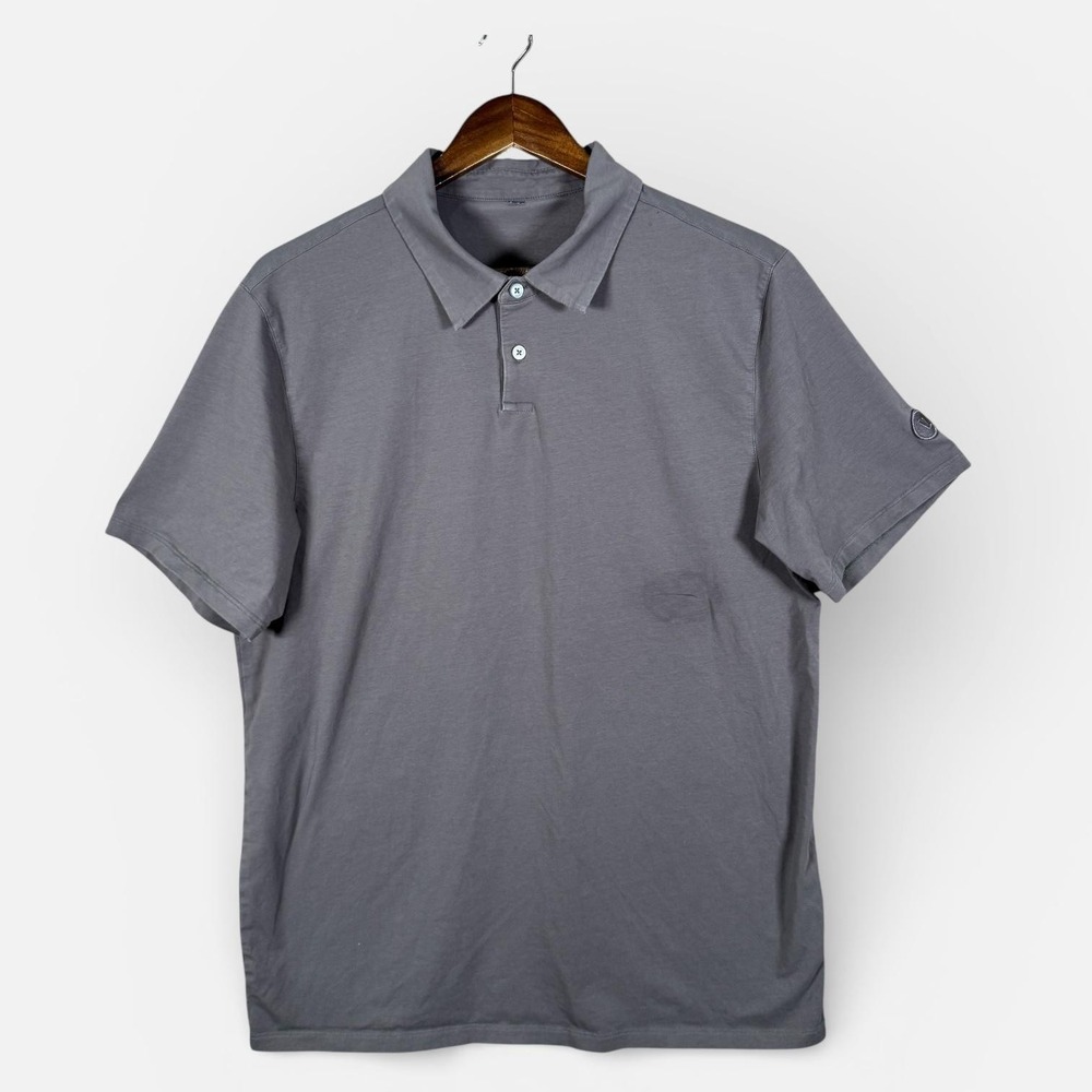 Vuori Polo Shirt Mens Large Gray Solid Jersey Logo‎ Short Sleeve Casual Top